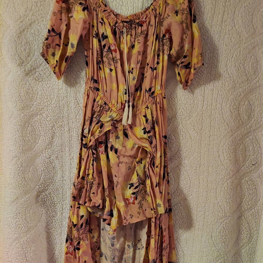 Fire Los Angeles Pink and Yellow Floral High Low Romper